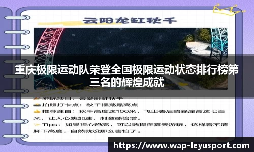 重庆极限运动队荣登全国极限运动状态排行榜第三名的辉煌成就